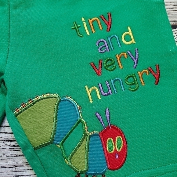 The Very Hungry Caterpillar Embroidered T-Shirt Shorts Outfit Strawberry Picking - Picture 9 of 9